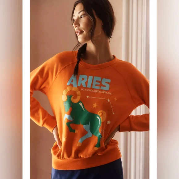 NWT, Anthropologie, Oversized CAROLITA ZODIAC ARIES SWEATSHIRT